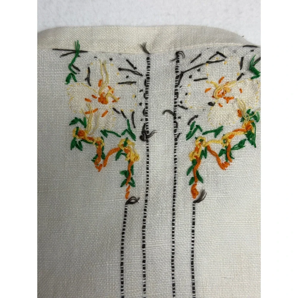 Vintage‎ Hand Embroidered Linen Set Floral Cross Stitch Crochet Lace 3 Piece Lot